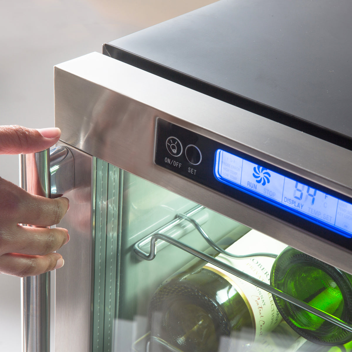 Maxx Ice MCWC28 Indoor Wine Cooler with Glass Door, 3 cu. ft. Capacity, in Stainless Steel