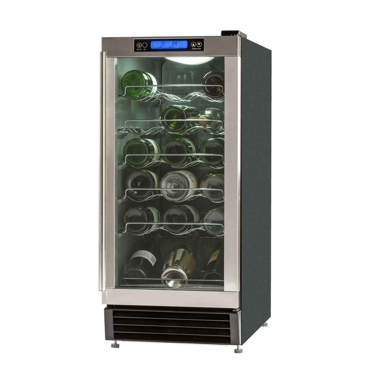 Maxx Ice MCWC28 Indoor Wine Cooler with Glass Door, 3 cu. ft. Capacity, in Stainless Steel