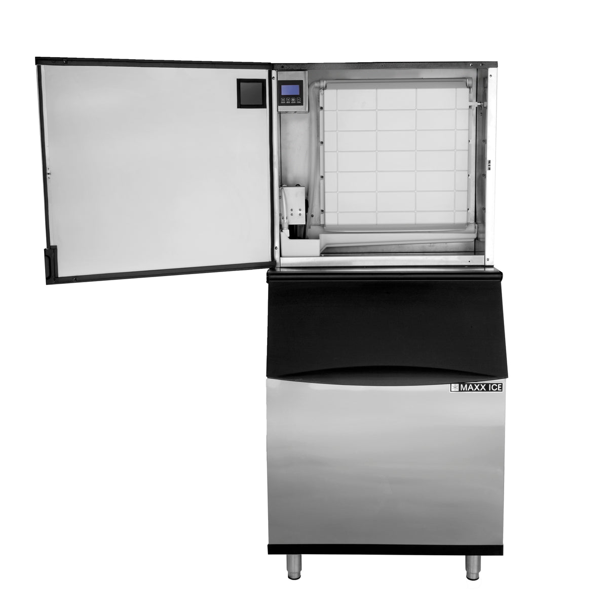 Maxx Ice MIM650N-B470 Intelligent Series Modular Ice Machine, 30"W, 650 lbs, and Storage Bin, 30"W, 470 lbs, in Stainless Steel
