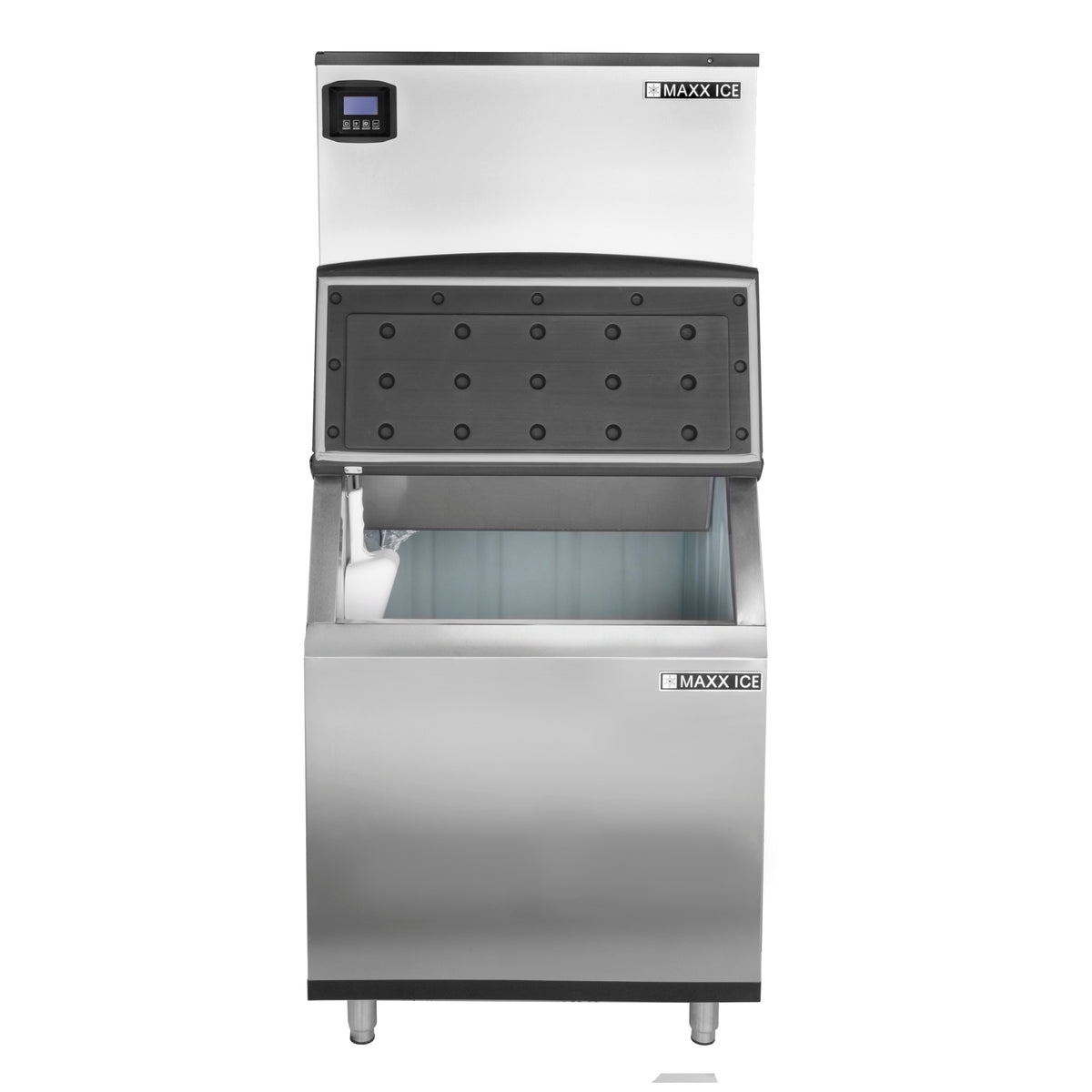 Maxx Ice MIM650N-B470 Intelligent Series Modular Ice Machine, 30"W, 650 lbs, and Storage Bin, 30"W, 470 lbs, in Stainless Steel