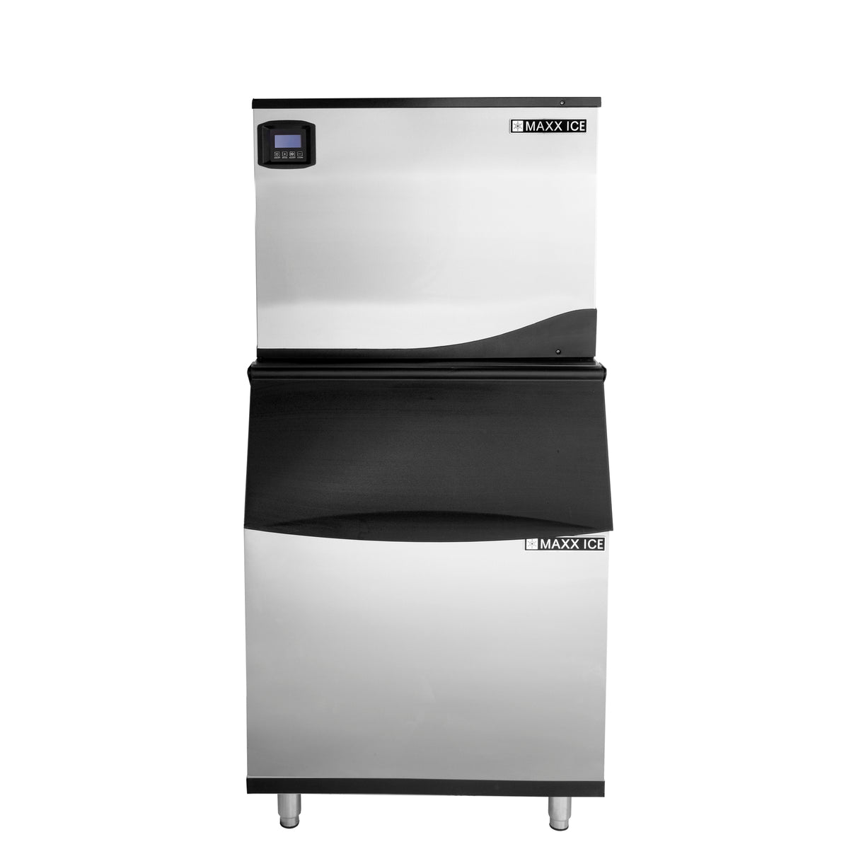 Maxx Ice MIM370NH-B470 Intelligent Series Modular Ice Machine, 30"W, 361 lbs, Half Dice Ice Cubes, and Storage Bin, 30"W, 470 lbs, in Stainless Steel