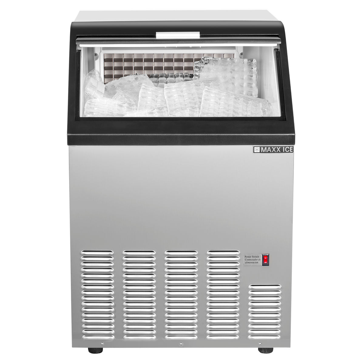 Maxx Ice MIM120 Self-Contained Ice Machine, 120 lbs with 35 lb Built-in Ice Storage Bin, in Stainless Steel with Black Trim