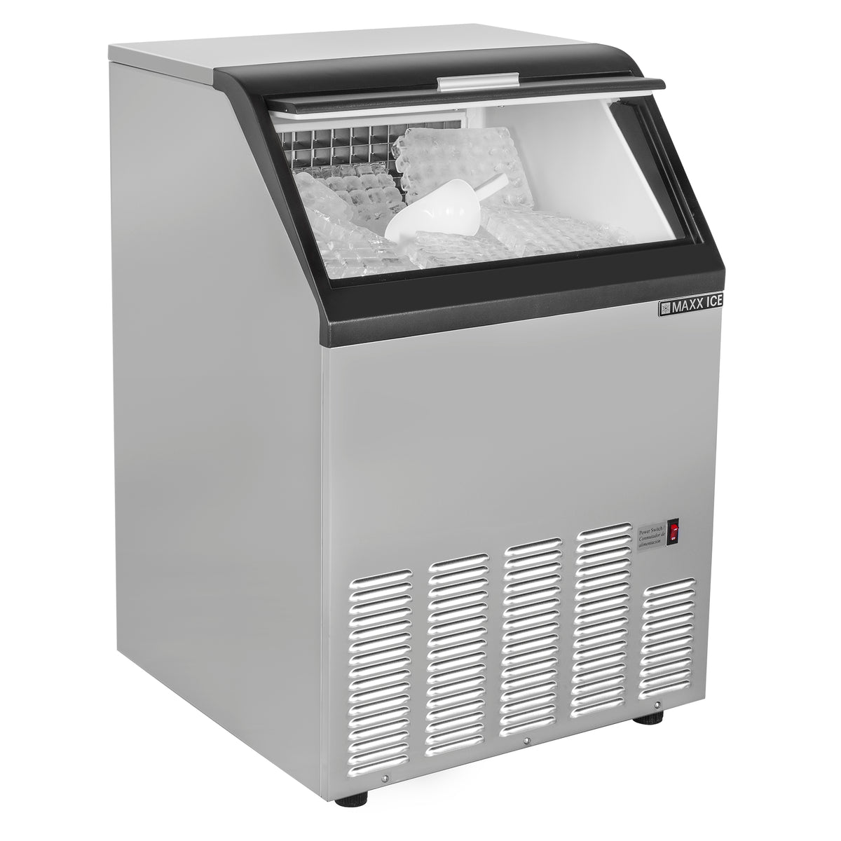 Maxx Ice MIM120 Self-Contained Ice Machine, 120 lbs with 35 lb Built-in Ice Storage Bin, in Stainless Steel with Black Trim