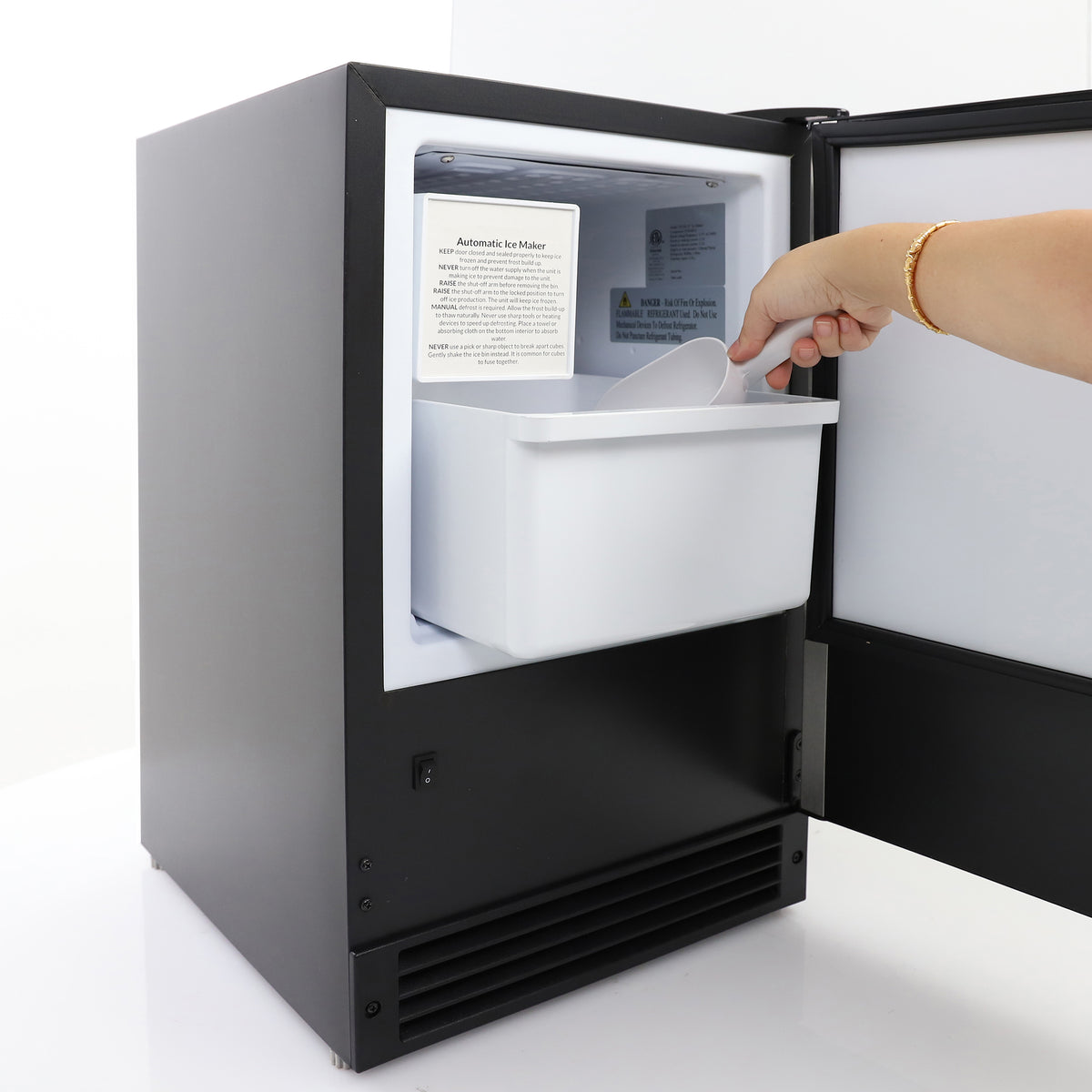 Maxx Ice MIM15 Countertop or Built-In Ice Maker, 15"W, 15 lbs, Crescent Ice Cubes, 12 lb Ice Storage Bin, in Black with Stainless Steel Door (MIMC15C)