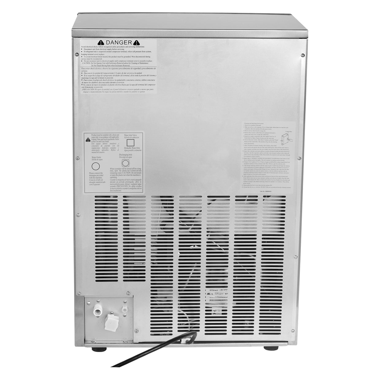 Maxx Ice MIM125H Self-Contained Ice Machine, 125 lbs, Half Dice Ice Cubes, with 35 lb Built-in Ice Storage Bin, in Stainless Steel with Black Trim