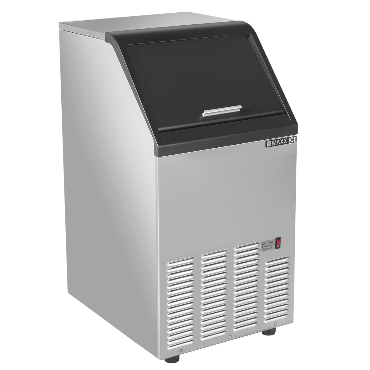 Maxx Ice MIM75 Self-Contained Ice Machine, 75 lbs, Bullet Ice Cubes, 25 lb Built-in Ice Storage Bin, in Stainless Steel with Black Trim