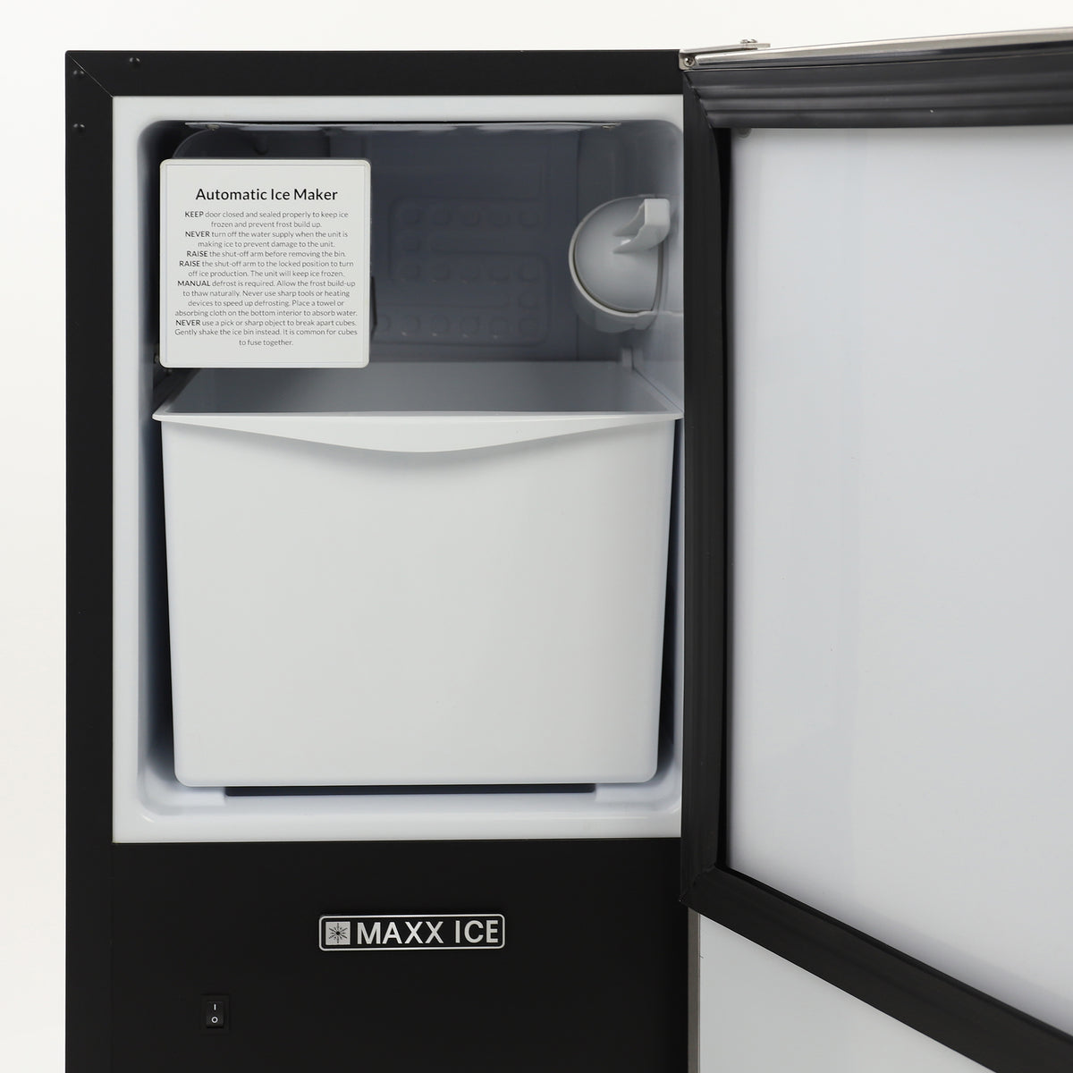 Maxx Ice MIM25 Shallow Depth Indoor Built-In Undercounter Ice Maker, 15", 25 lbs, Crescent Ice Cubes, 22 lb Ice Storage Bin, Stainless Steel (MIM25C)