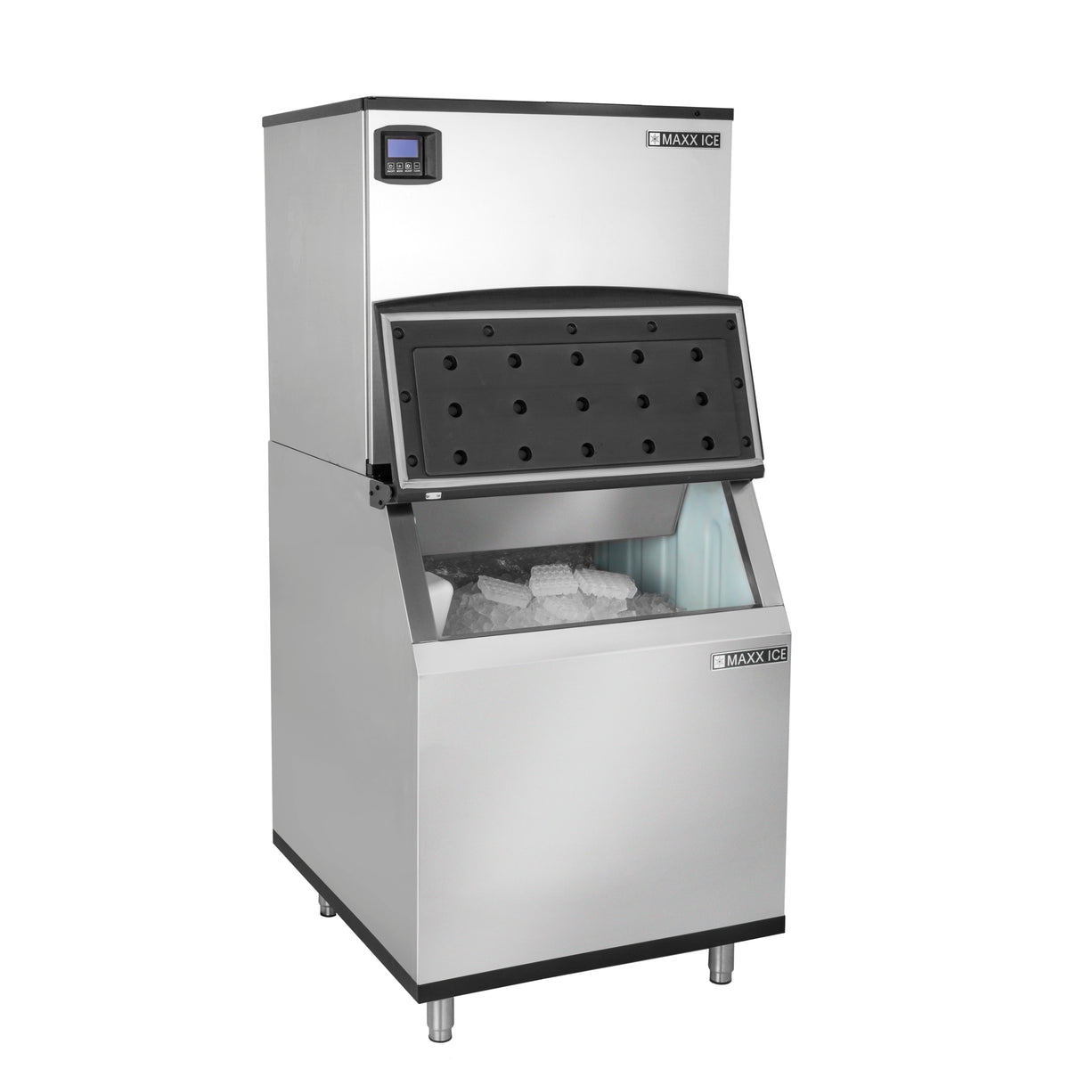 Maxx Ice MIM650NH-B580 Intelligent Series Modular Ice Machine, 30"W, 645 lbs, and Storage Bin, 30"W, 580 lbs, in Stainless Steel