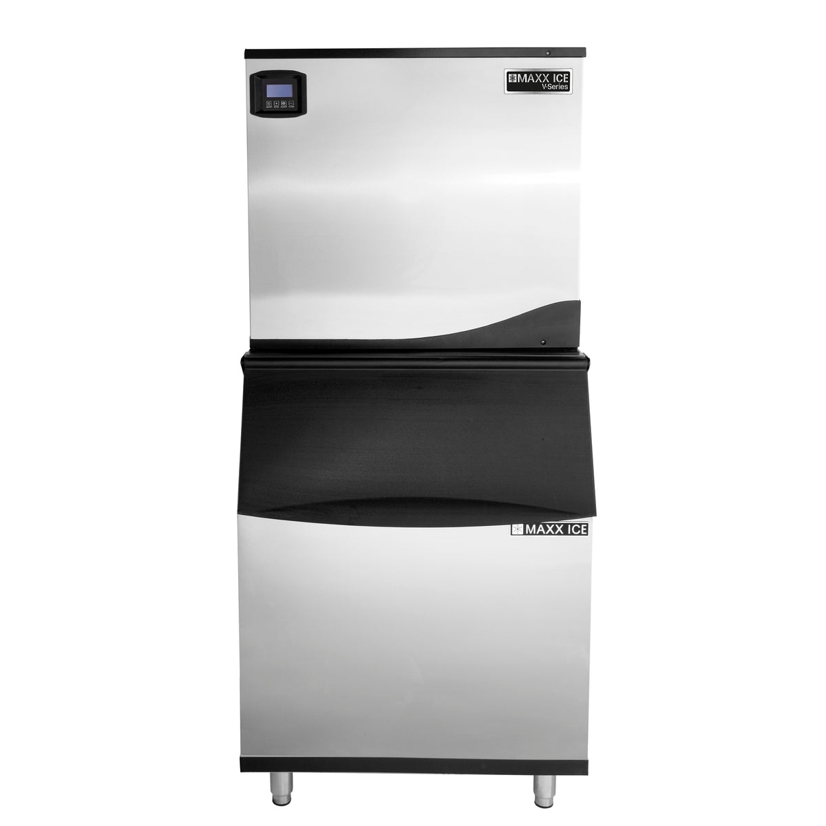 Maxx Ice MVI490 V-Series Modular Ice Machine, 30"W, 521 lb, Full Dice Ice Cubes, and Storage Bin, 30"W, 470 lb, in Stainless Steel (MVI490FB)