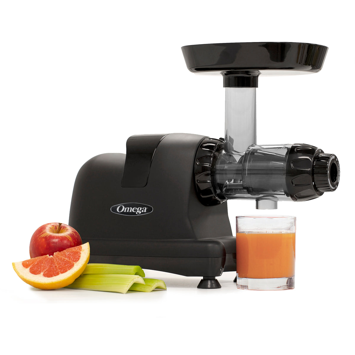 Omega J8006 Ultimate Juicer and Nutrition System, Low-Speed Horizontal Juicer, in Matte Black (J8006HDBLK)