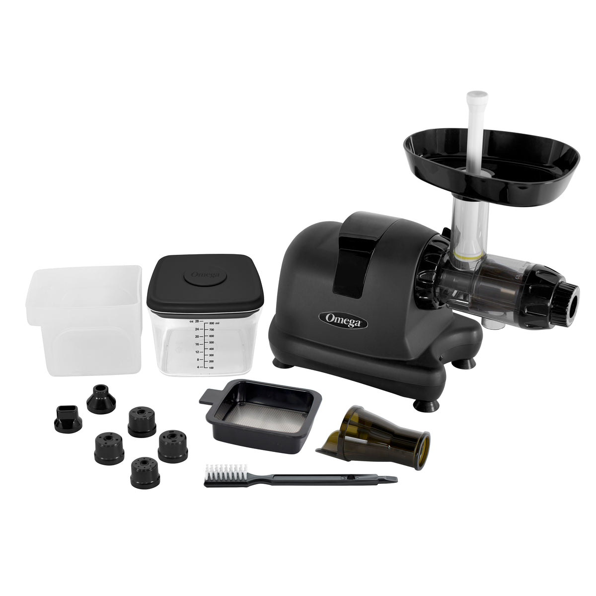 Omega J8006 Ultimate Juicer and Nutrition System, Low-Speed Horizontal Juicer, in Matte Black (J8006HDBLK)