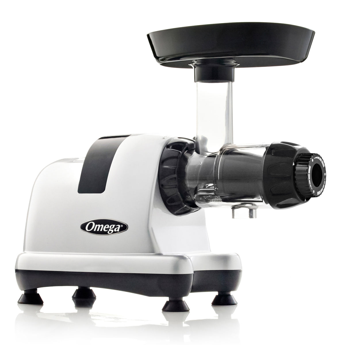 Omega J8006 Ultimate Juicer and Nutrition System, Low-Speed Horizontal Juicer, in Silver (J8006HDS)