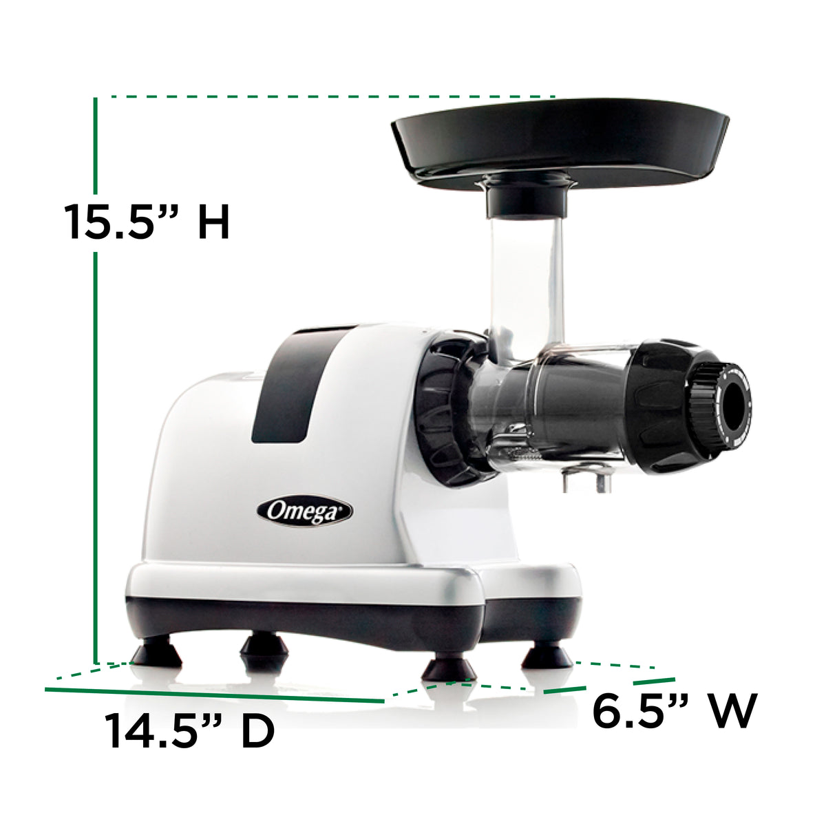 Omega J8006 Ultimate Juicer and Nutrition System, Low-Speed Horizontal Juicer, in Silver (J8006HDS)
