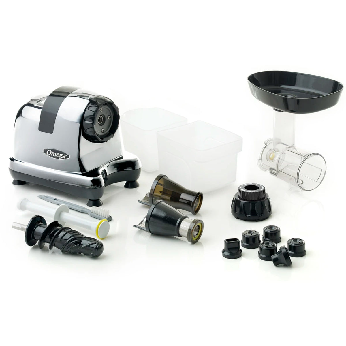 Omega J8006 J8006HDC Chrome 200-Watt Cold Press Masticating Slow Juicer With 3-Stage Auger