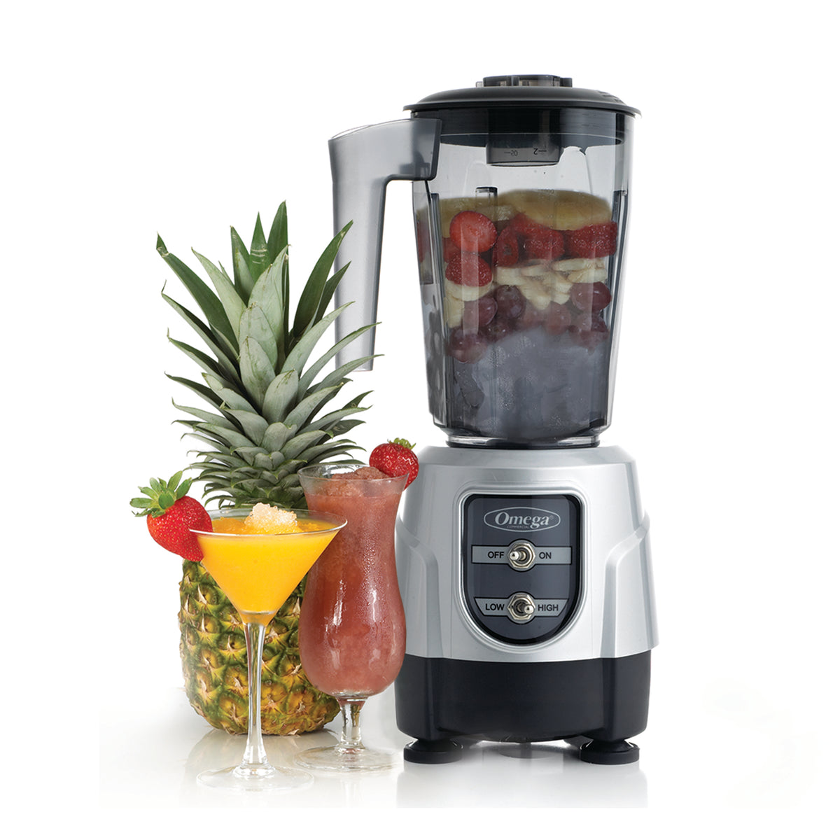Omega BL330 Eastman Tritan Copolyester High or Low Speed Blender, 1.4 Liter Capacity, in Silver (BL330S)