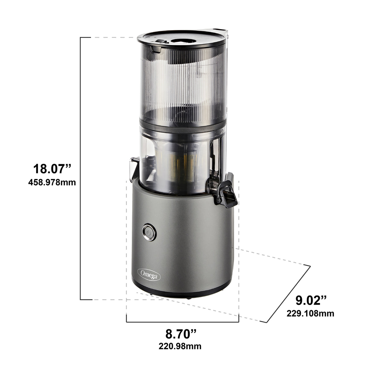Omega JC2022 Effortless Batch Juicer, 2L Capacity, in Gray (JC2022GY11)
