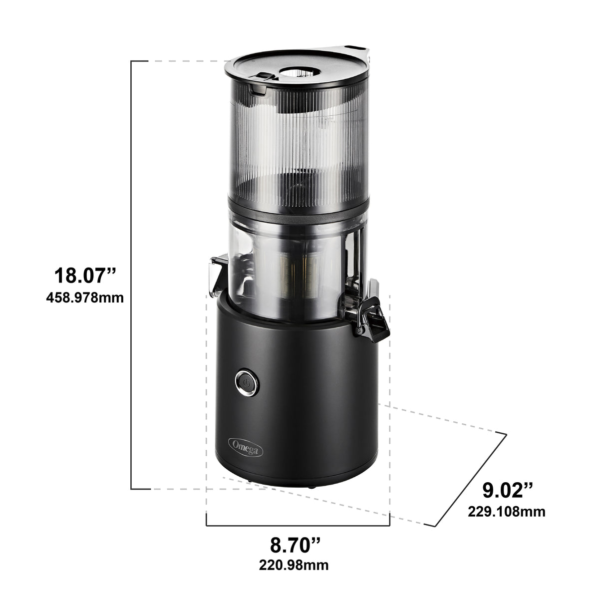 Omega JC2022 Effortless Batch Juicer, 2L Capacity, in Black (JC2022BK11)