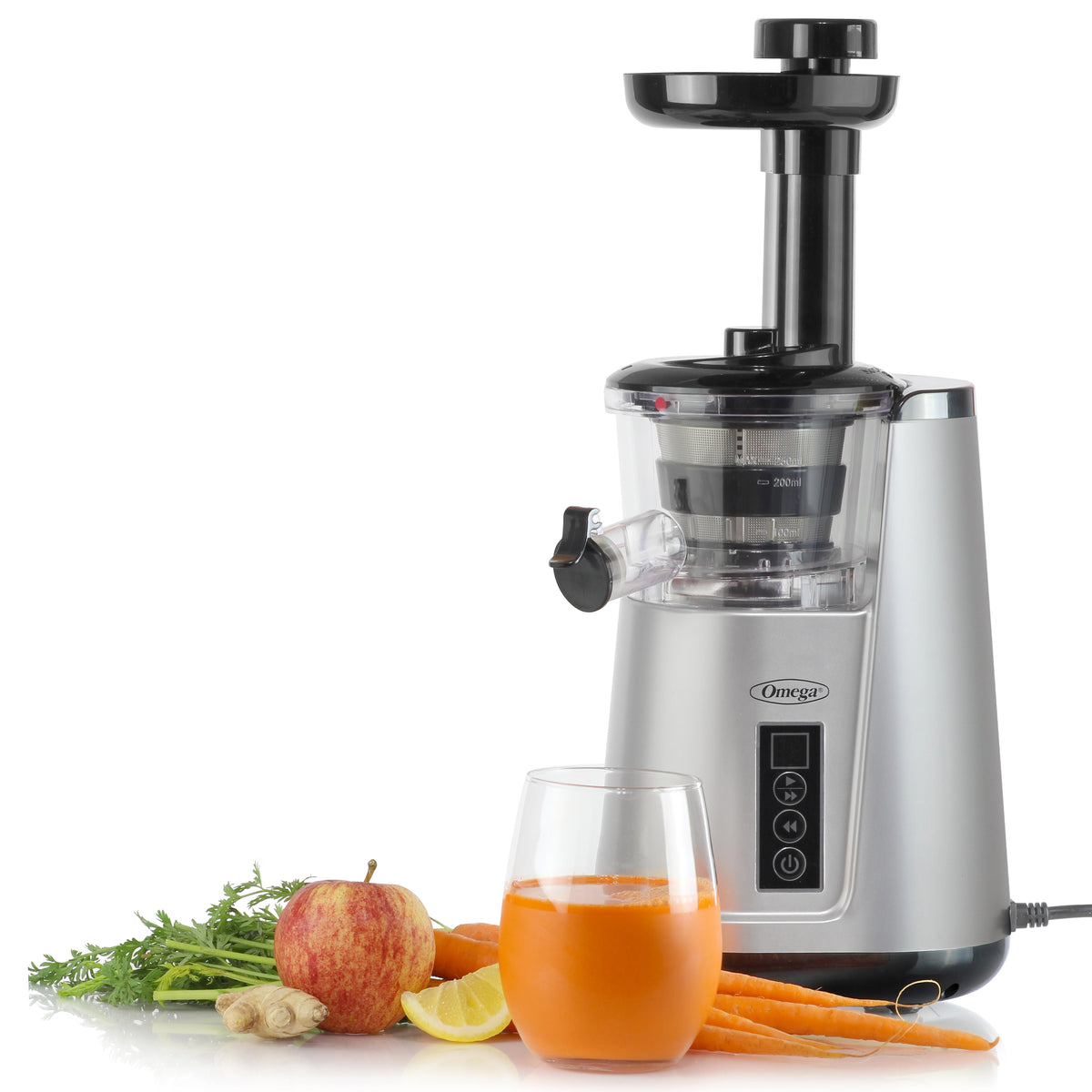 Omega JC3000 Cold Press 365 Compact Masticating Vertical Juicer, 120W Low-Speed 3-Stage Auger, in Silver (JC3000SV13)