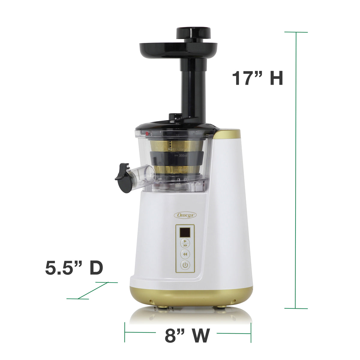 Omega JC3000 Cold Press 365 Compact Masticating Vertical Juicer, 120W Low-Speed 3-Stage Auger, in White (JC3000WH13)