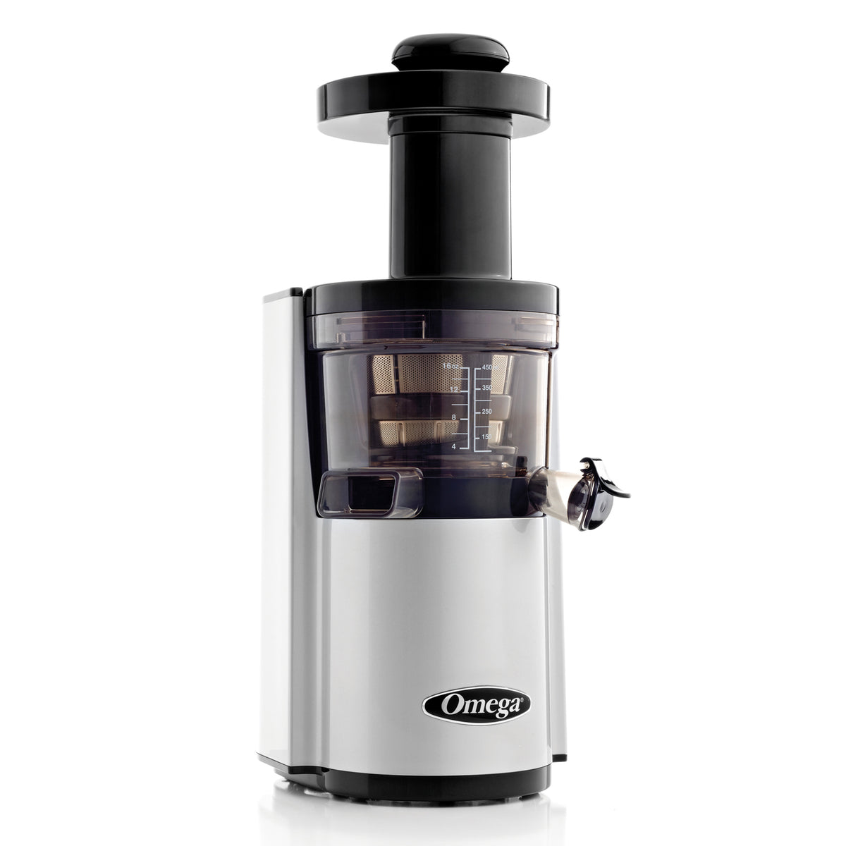 Omega VSJ843R Vertical Slow Masticating Juicer, Compact Design with Automatic Pulp Ejection, 43 RPM, 150-Watt, in Silver (VSJ843RS)