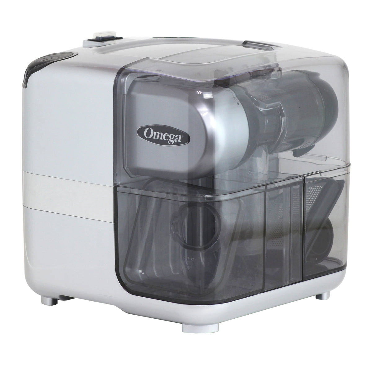 Omega JCUBE500 Cold Press 365 Masticating Slow Juicer and Nutrition System with On-Board Storage, in Silver (JCUBE500SV)