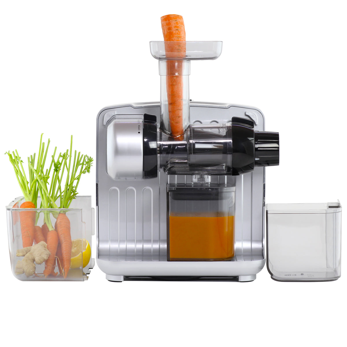 Omega JCUBE500 Cold Press 365 Masticating Slow Juicer and Nutrition System with On-Board Storage, in Silver (JCUBE500SV)