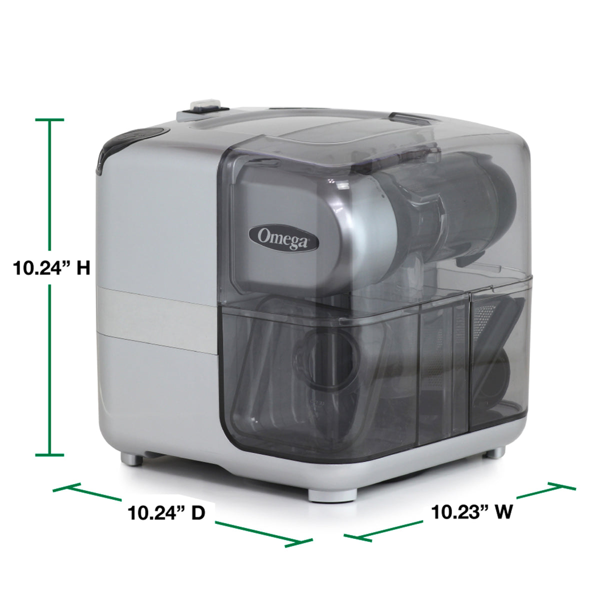 Omega JCUBE500 Cold Press 365 Masticating Slow Juicer and Nutrition System with On-Board Storage, in Silver (JCUBE500SV)