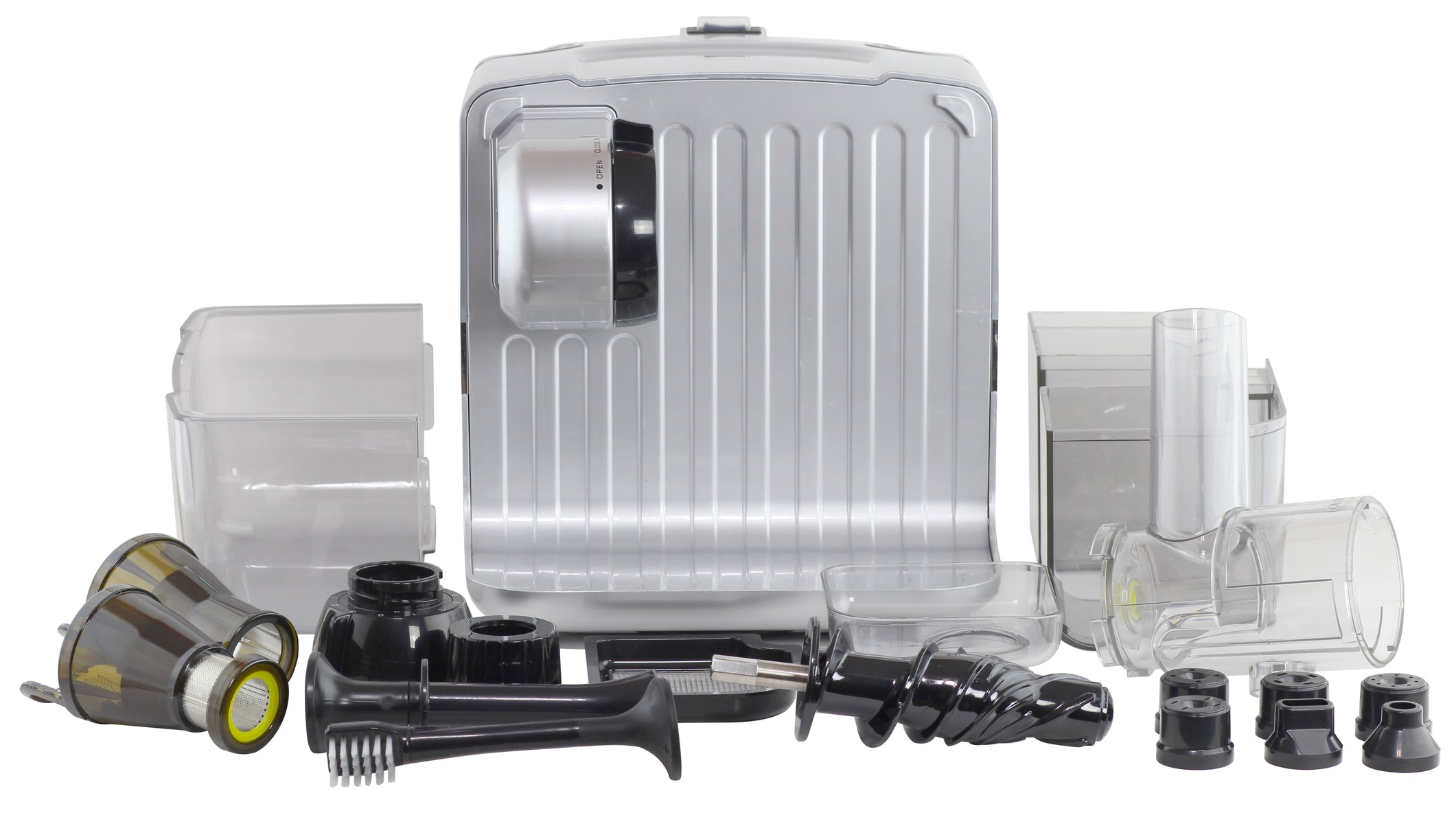 Omega JCUBE500 Cold Press 365 Masticating Slow Juicer and Nutrition System with On-Board Storage, in Silver (JCUBE500SV)