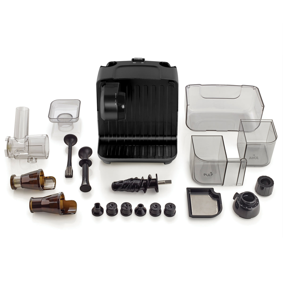 Omega JCUBE500 Cold Press 365 Masticating Slow Juicer and Nutrition System with On-Board Storage, in Matte Black (JCUBE2MB13)