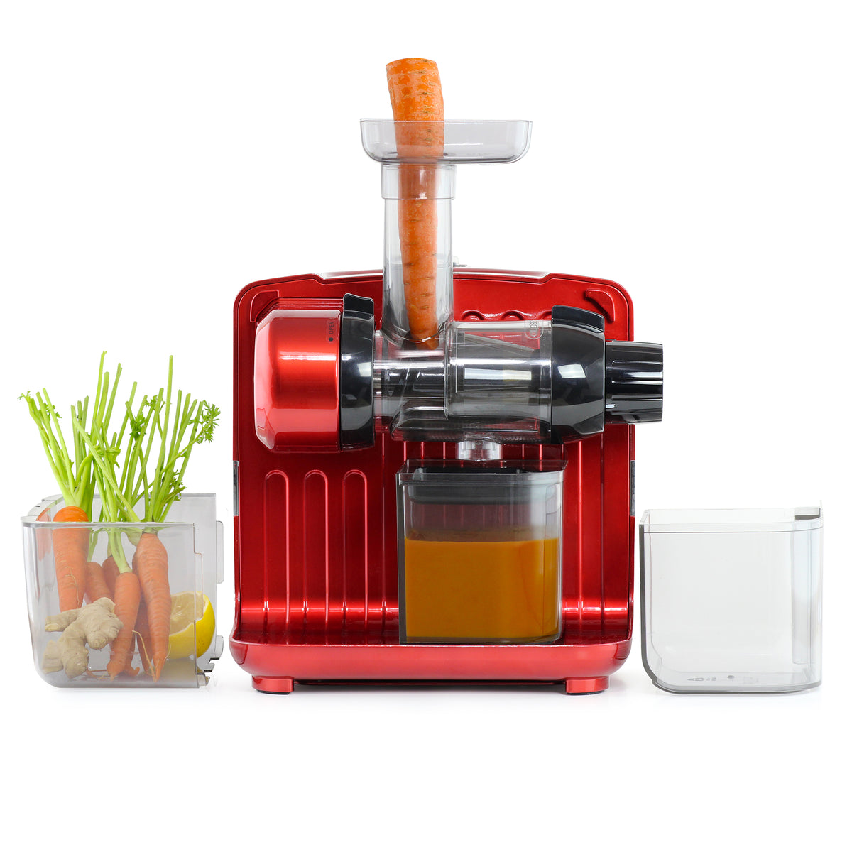 Omega JCUBE500 Cold Press 365 Masticating Slow Juicer and Nutrition System with On-Board Storage, in Red (JCUBE500RD)