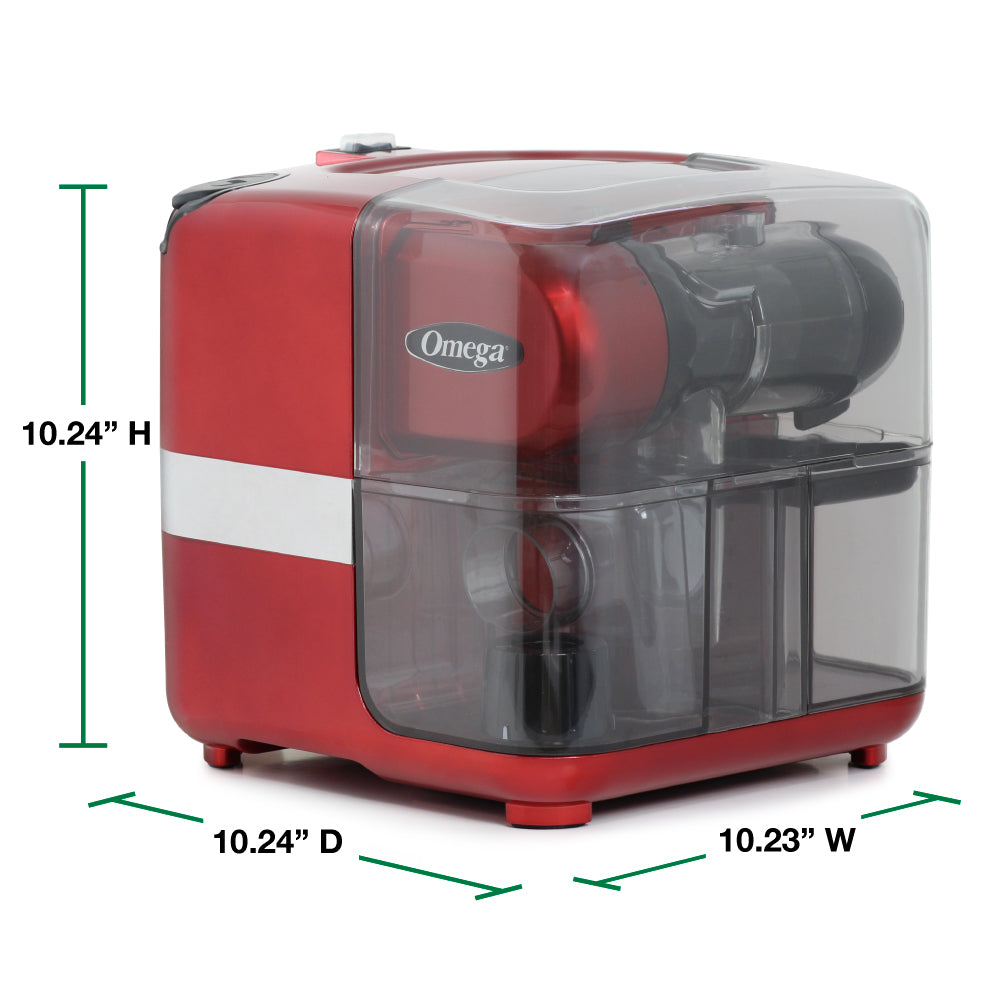 Omega JCUBE500 Cold Press 365 Masticating Slow Juicer and Nutrition System with On-Board Storage, in Red (JCUBE500RD)