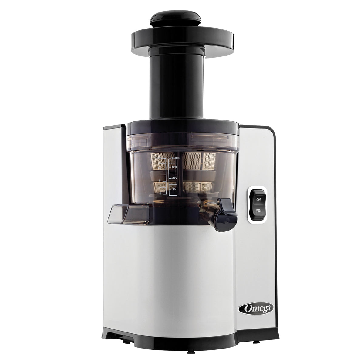 Omega VSJ843Q Cold Press Masticating Vegetable and Fruit Extractor, Vertical Low-Speed Juicer, in Silver (VSJ843QS)