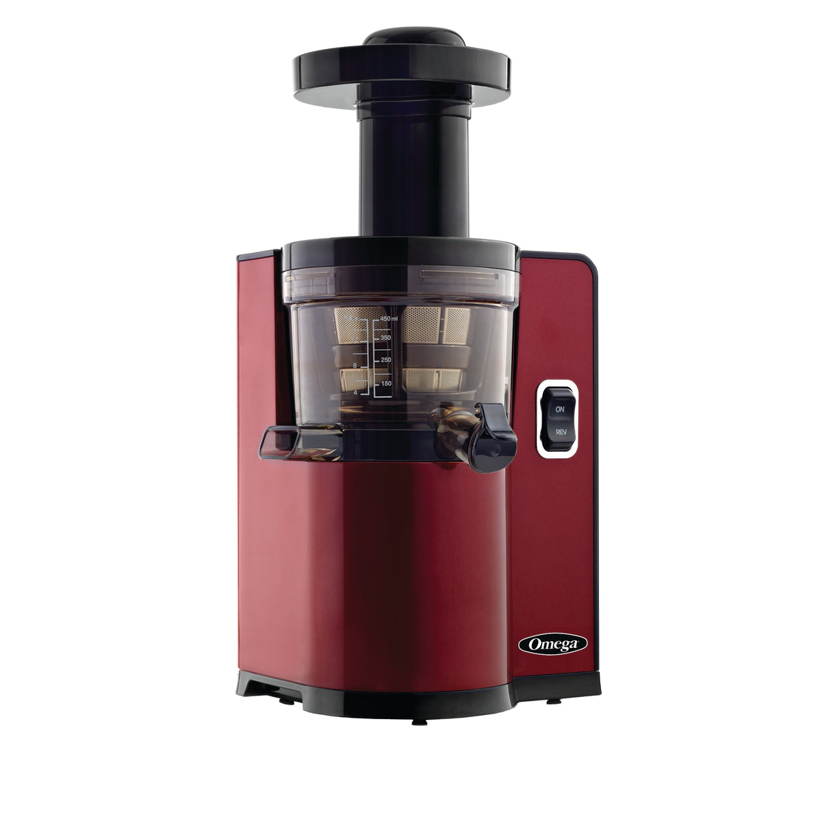 Omega VSJ843Q Cold Press Masticating Vegetable and Fruit Extractor, Vertical Low-Speed Juicer, in Red (VSJ843QR)