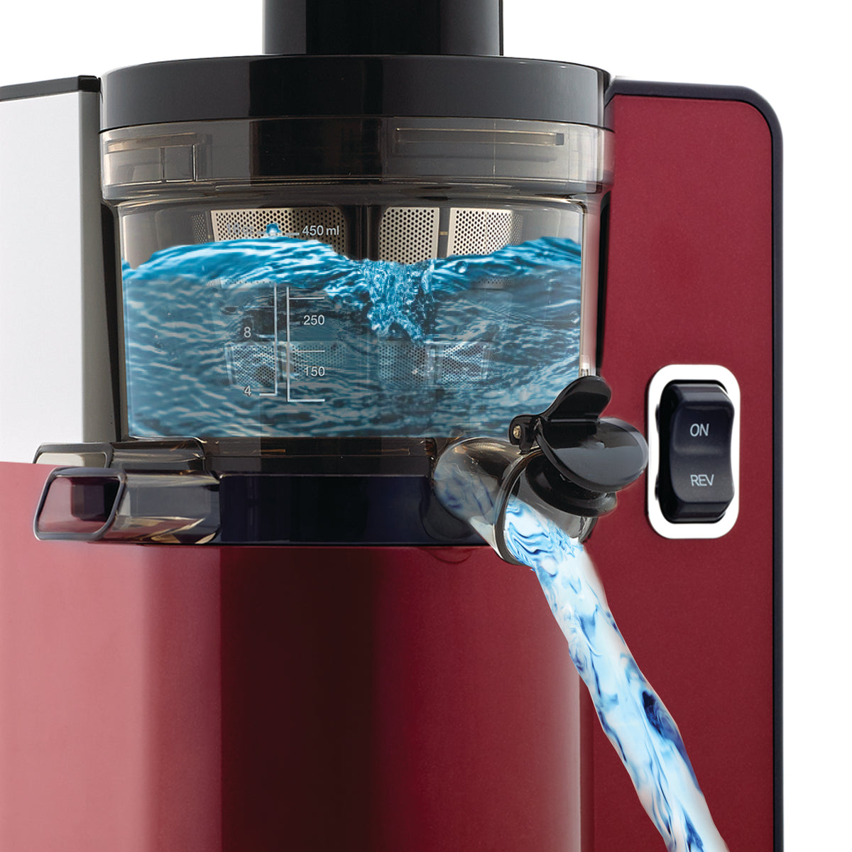 Omega VSJ843Q Cold Press Masticating Vegetable and Fruit Extractor, Vertical Low-Speed Juicer, in Red (VSJ843QR)