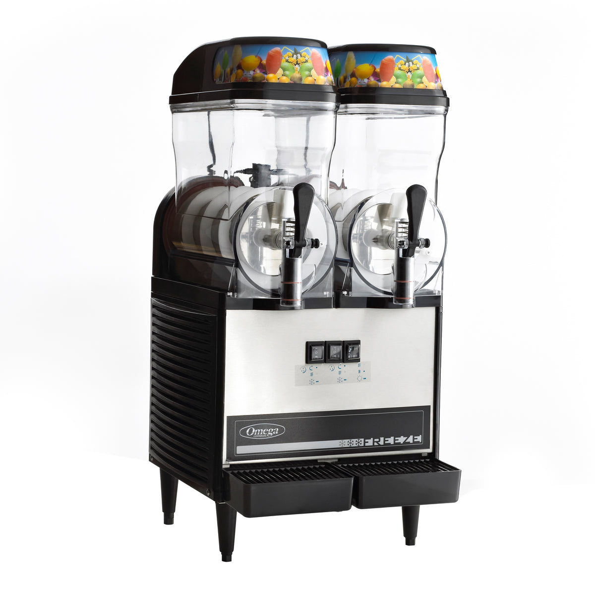 Omega OFS20 Double Bowl, 3-Gallons Each, Frozen Granita Machine, in Black/Stainless Steel