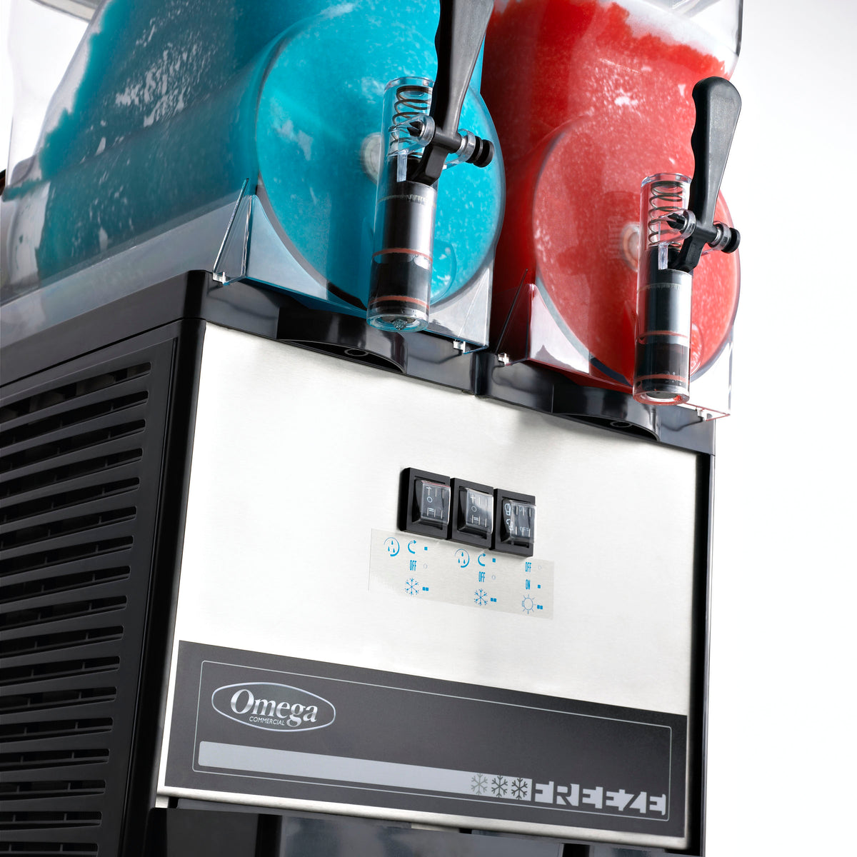 Omega OFS20 Double Bowl, 3-Gallons Each, Frozen Granita Machine, in Black/Stainless Steel