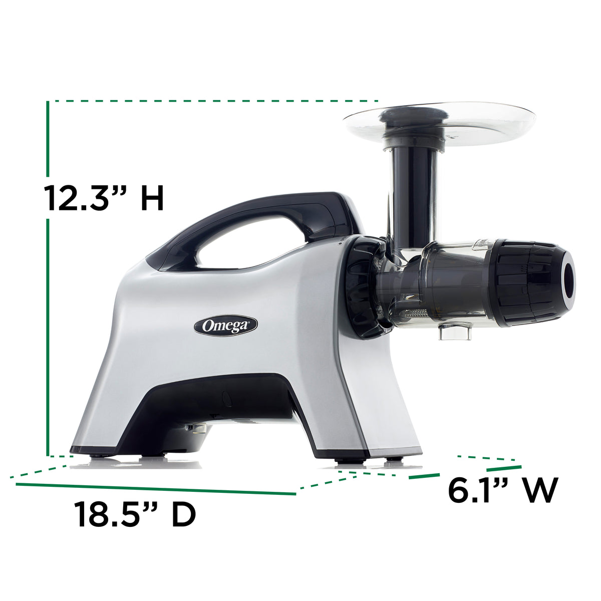 Omega NC1000 Cold Press Masticating Horizontal Juicer with Nutrition System, 200W Low-Speed 3-Stage Augur, in Silver (NC1000HDS)