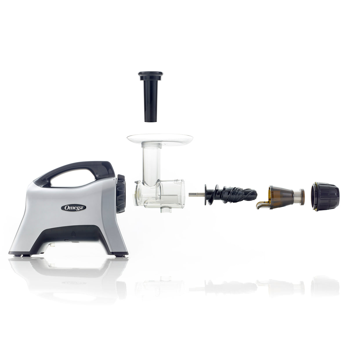 Omega NC1000 Cold Press Masticating Horizontal Juicer with Nutrition System, 200W Low-Speed 3-Stage Augur, in Silver (NC1000HDS)