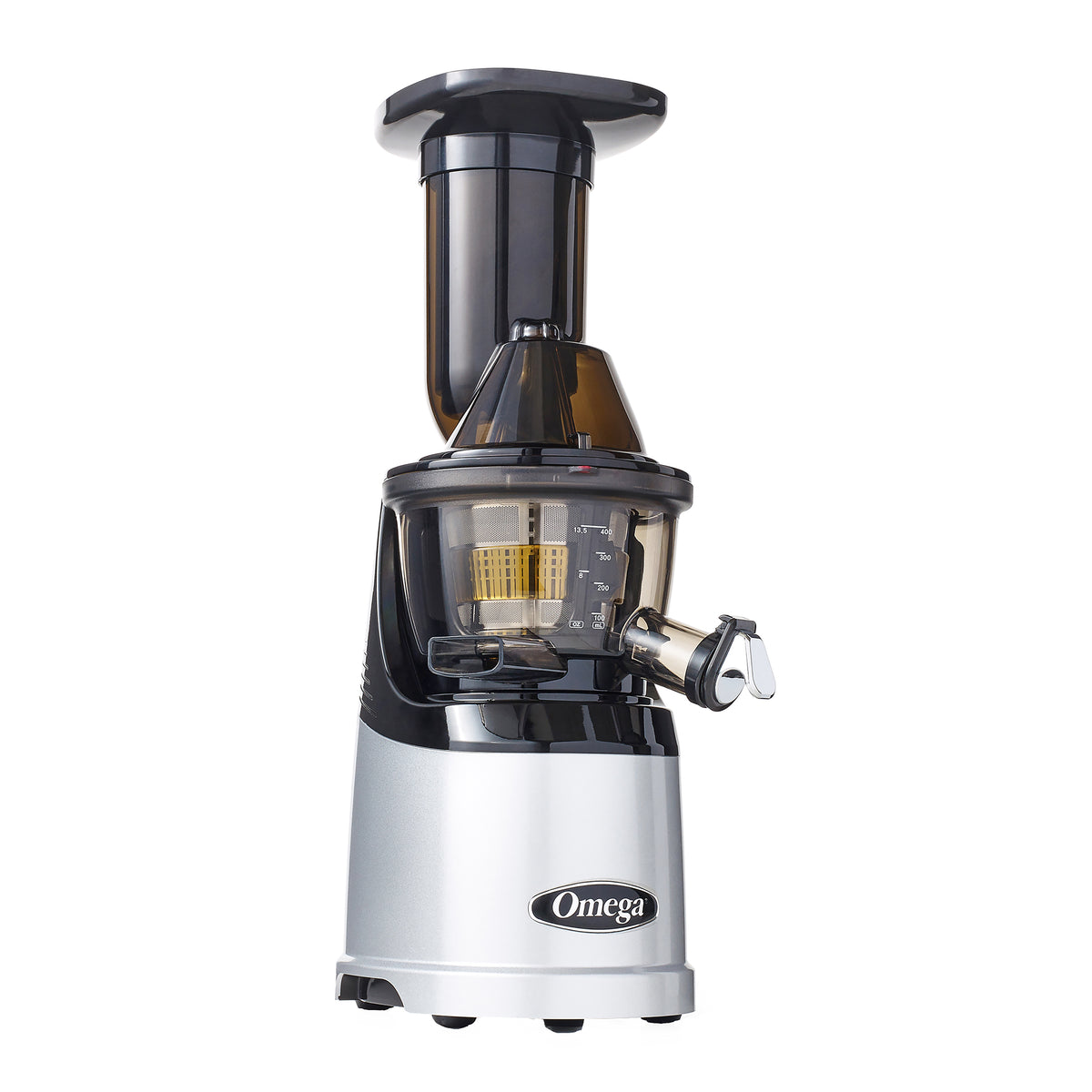 Omega MMV700 MegaMouth Compact Masticating Vertical Juicer, 240W Low-Speed Single Stage Auger, in Silver (MMV700S)