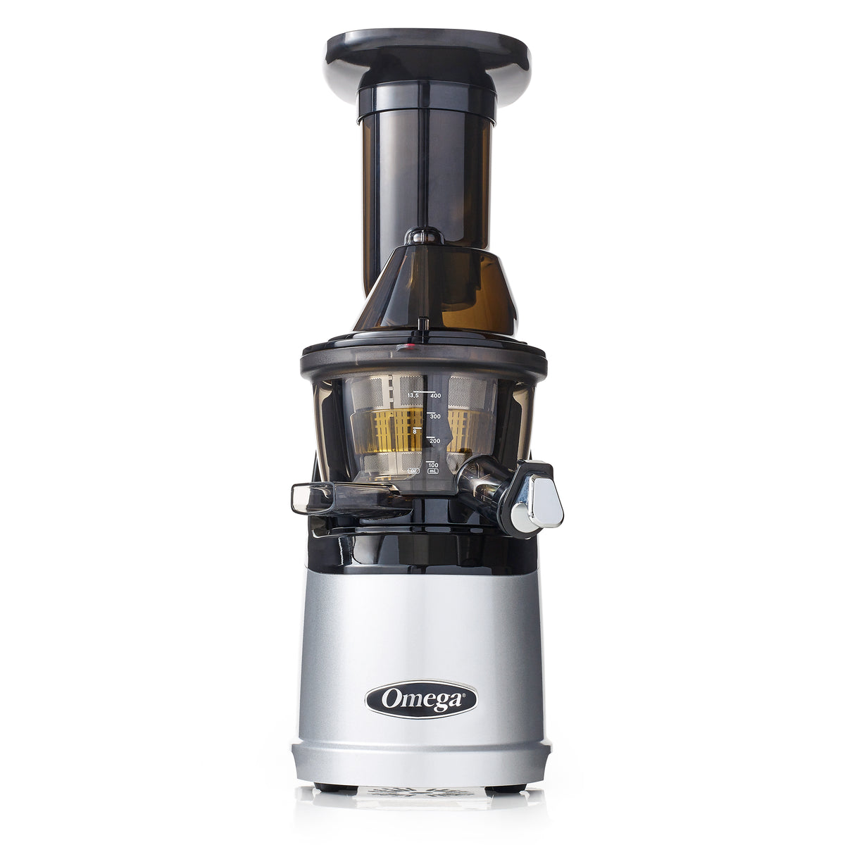 Omega MMV700 MegaMouth Compact Masticating Vertical Juicer, 240W Low-Speed Single Stage Auger, in Silver (MMV700S)