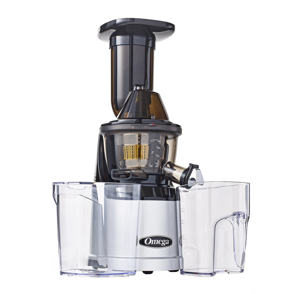 Omega MMV700 MegaMouth Compact Masticating Vertical Juicer, 240W Low-Speed Single Stage Auger, in Silver (MMV700S)