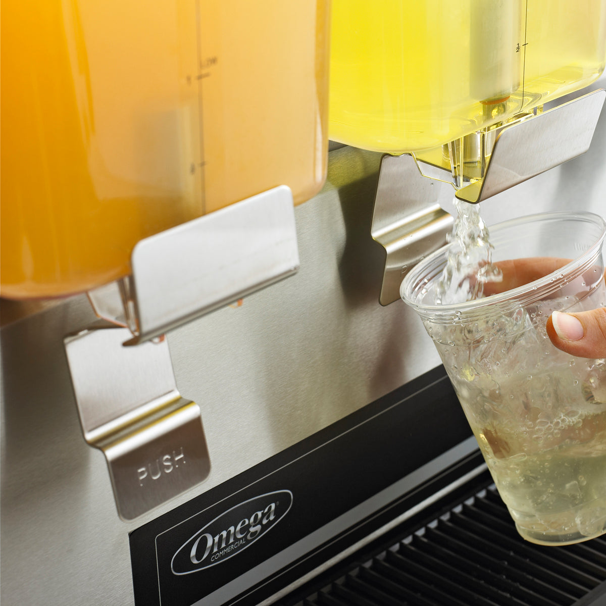 Omega OSD20 Fresh Double Chamber 3-Gallon Bowl Drink Dispenser, in Black/Stainless Steel