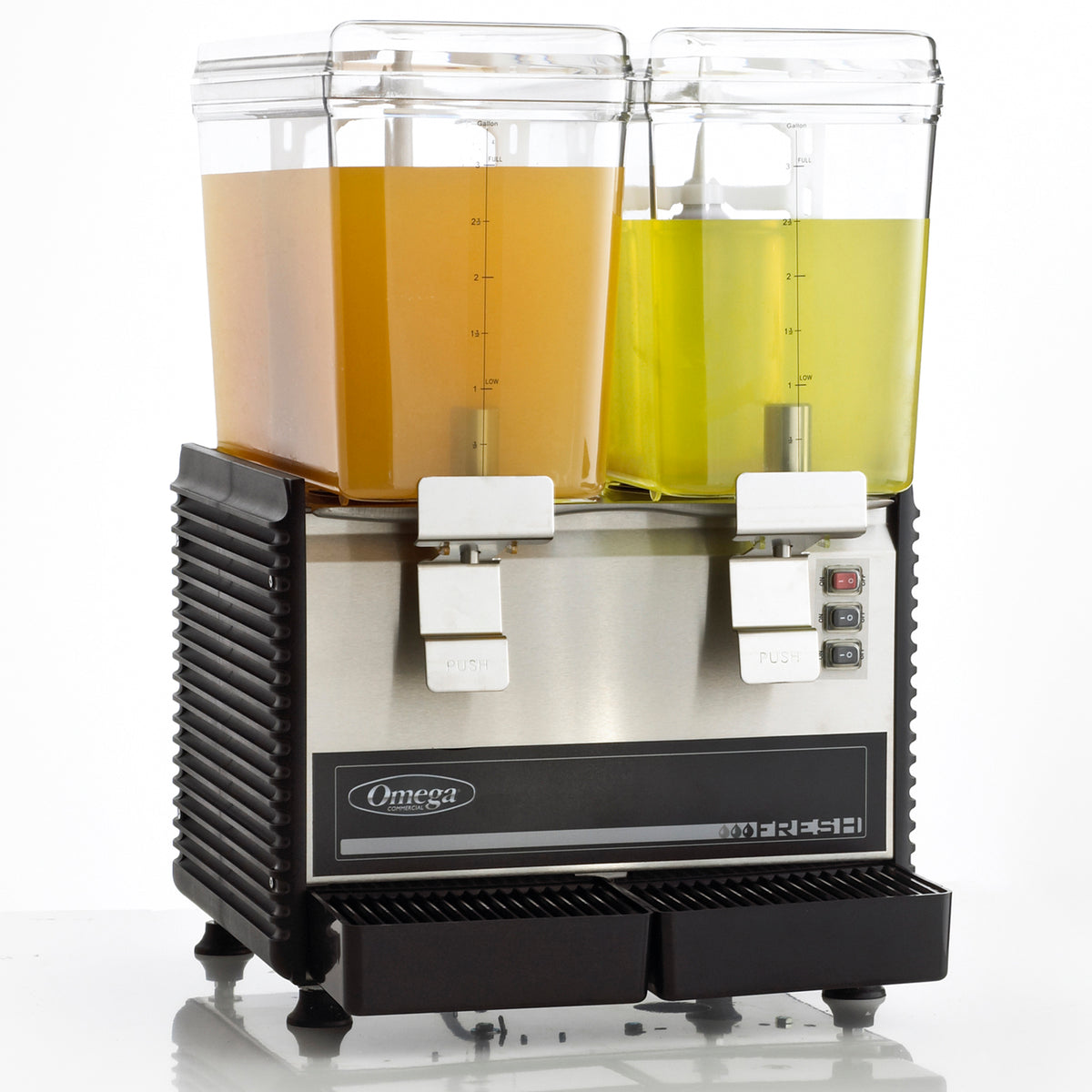 Omega OSD20 Fresh Double Chamber 3-Gallon Bowl Drink Dispenser, in Black/Stainless Steel