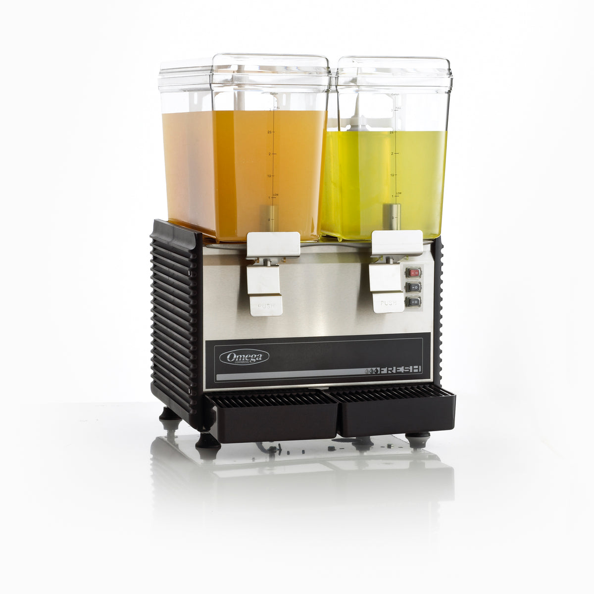 Omega OSD20 Fresh Double Chamber 3-Gallon Bowl Drink Dispenser, in Black/Stainless Steel