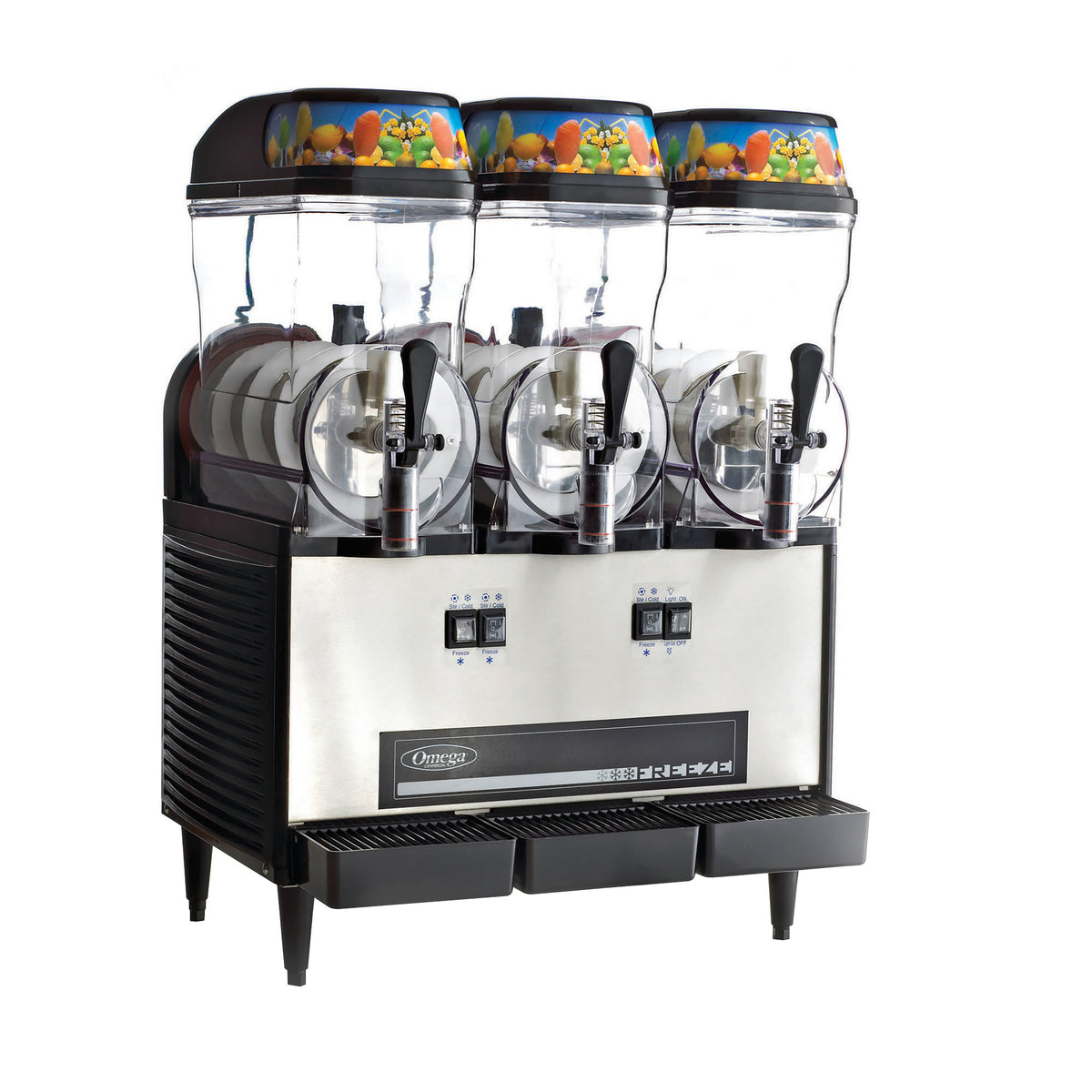 Omega OFS30 Triple Bowl, 3-Gallon each, Frozen Granita Machine, in Black/Stainless Steel