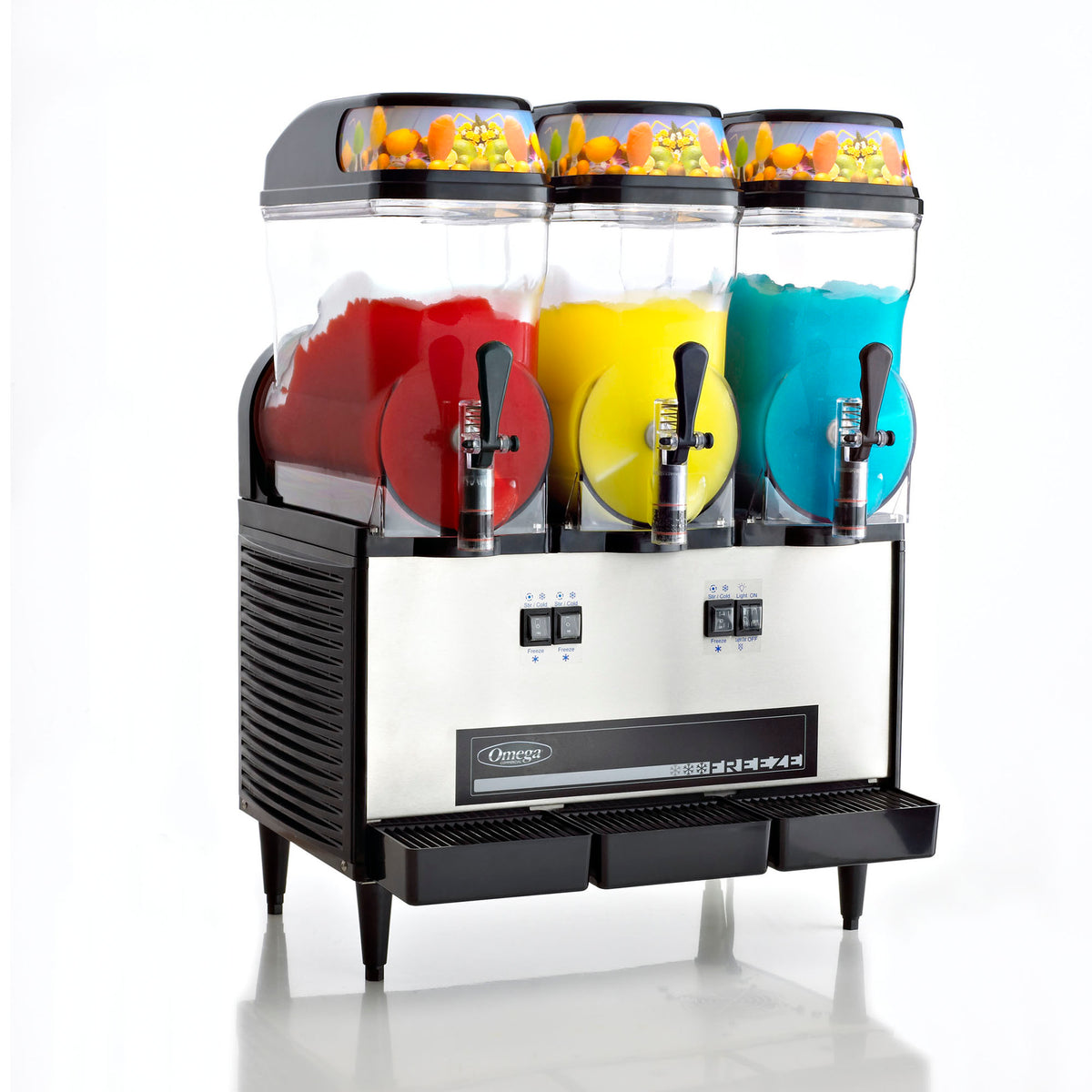 Omega OFS30 Triple Bowl, 3-Gallon each, Frozen Granita Machine, in Black/Stainless Steel