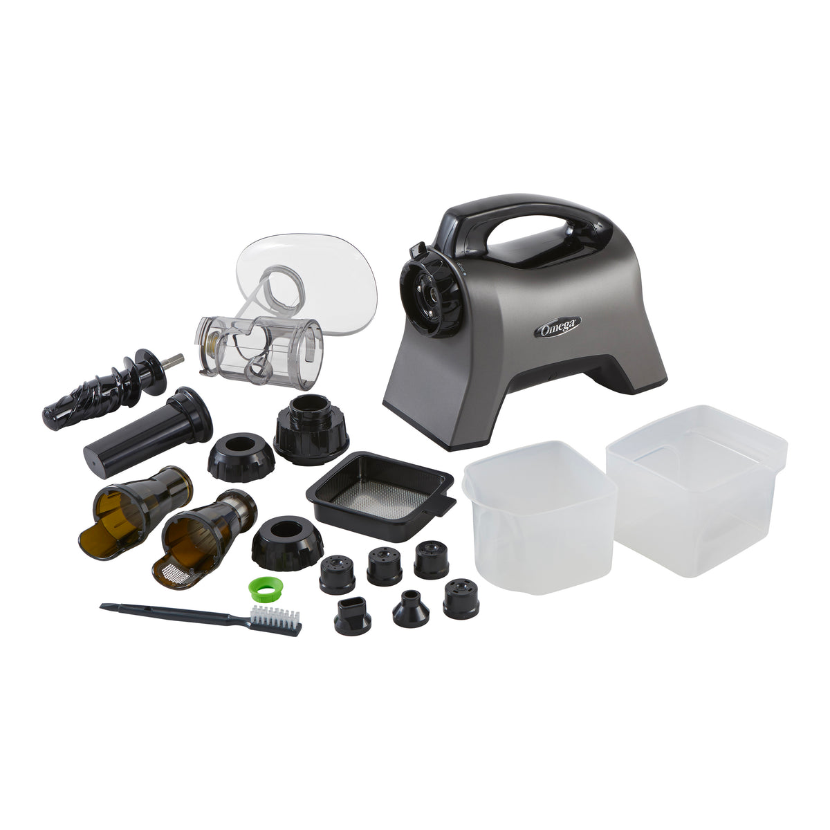 Omega MM1500 Medical Medium BPA Free Slow Masticating Juicer with End Cap for Celery Extraction, 200W, in Gray (MM1500GY13)