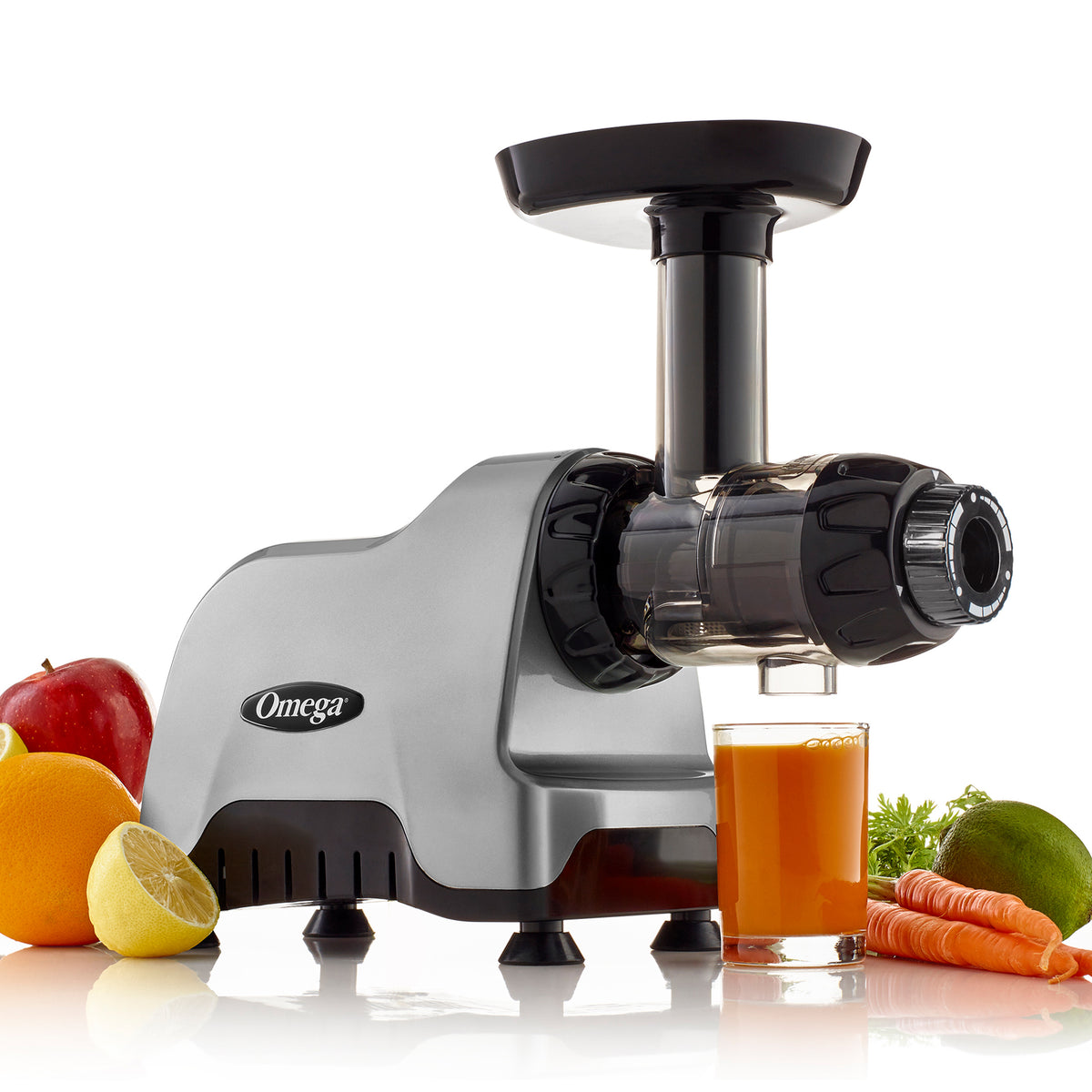 Omega CNC80 Cold Press Masticating Juicer and Nutrition System, Compact Juicer with 3-Stage Auger, in Silver (CNC80S)