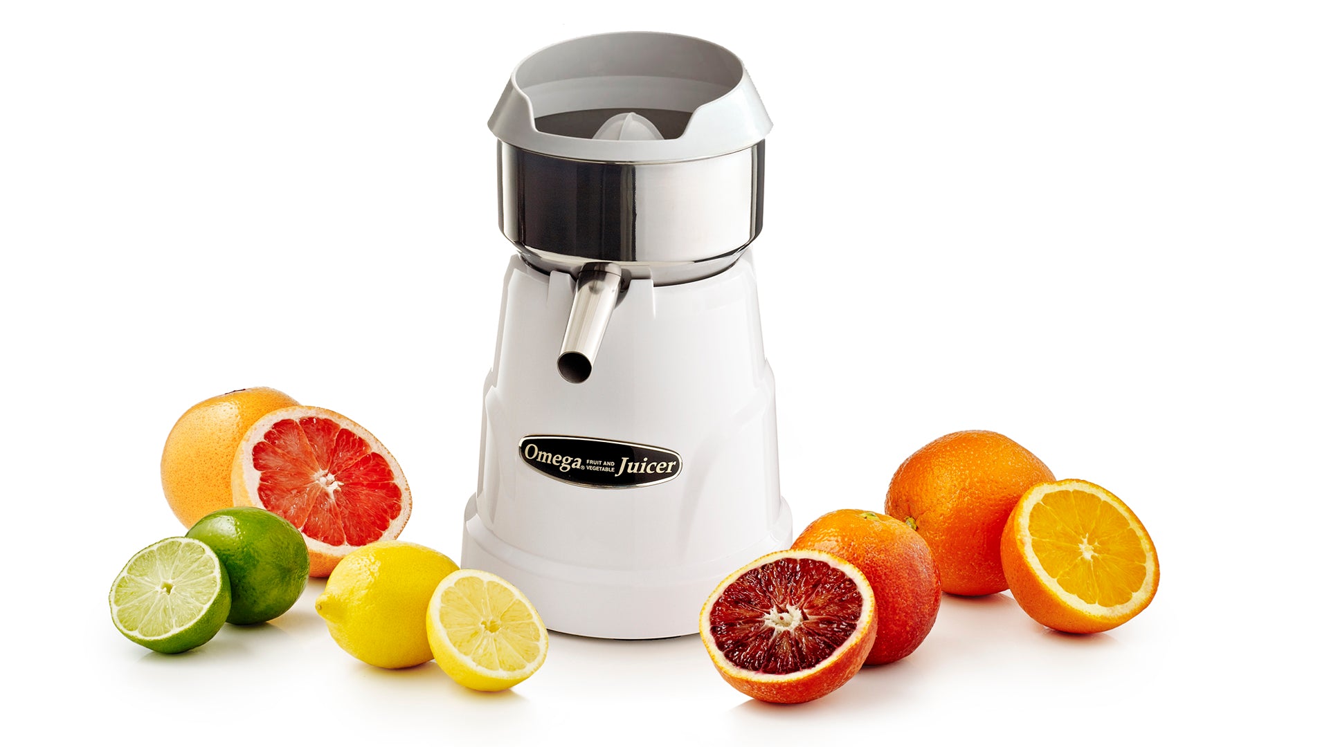 Omega C-10W Single Speed Citrus Juicer, in White