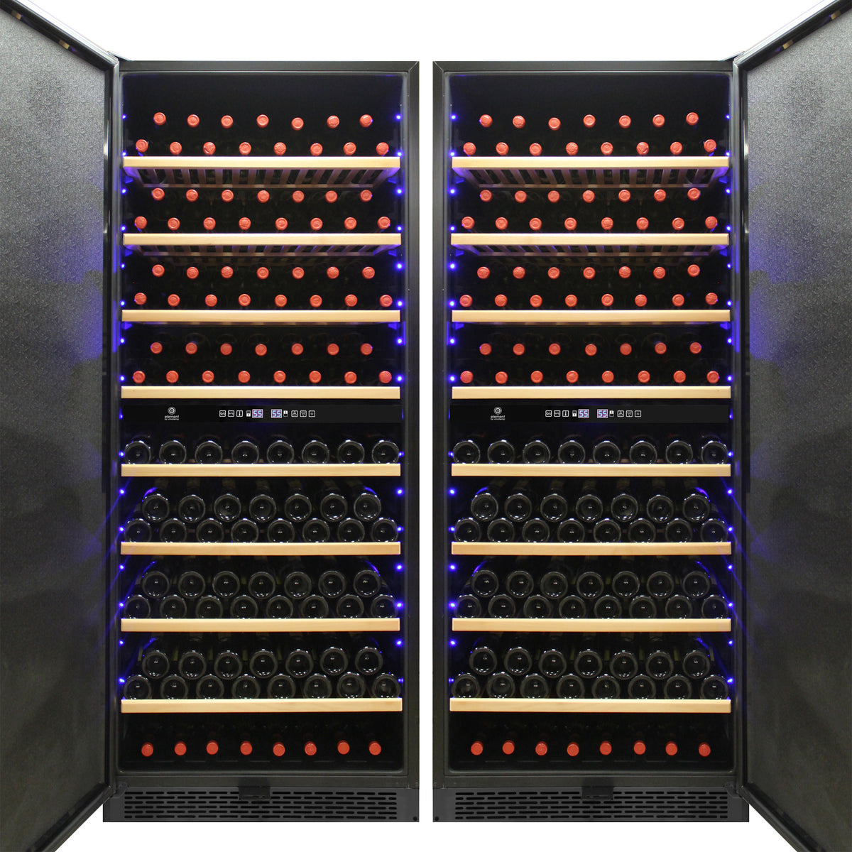 Vinotemp EL-300GFEB Garage Dual-Zone Large Capacity Wine Cooler, Left Hinge, 300 Bottle Capacity, in Black (EL-300GFEB-L)